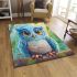 Cute blue owl with big eyes cartoon style area rugs carpet