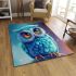 Cute blue owl with big eyes cartoon style area rugs carpet
