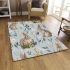 Cute bunnies and flowers on light blue area rugs carpet