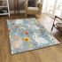 Cute bunnies and flowers on light blue area rugs carpet