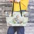 Cute bunny and flowers leather tote bag