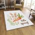 Cute bunny sitting on top of an carrot hello spring area rugs carpet