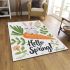 Cute bunny sitting on top of an carrot hello spring area rugs carpet