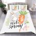 Cute bunny sitting on top of an carrot hello spring bedding set