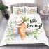 Cute bunny sitting on top of an carrot hello spring bedding set