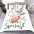 Cute bunny sitting on top of an carrot hello spring bedding set