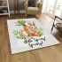 Cute bunny sitting on top of an carrot hello spring area rugs carpet