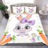 Cute bunny with big eyes and a purple bow bedding set