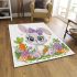 Cute bunny with big eyes and a purple bow area rugs carpet