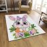 Cute bunny with big eyes and a purple bow area rugs carpet