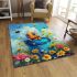 Cute cartoon baby bee sitting in a blue bucket area rugs carpet