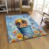 Cute cartoon baby bee sitting in a blue bucket area rugs carpet