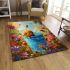 Cute cartoon baby bee sitting in a blue bucket area rugs carpet