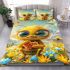 Cute cartoon baby bee with big eyes holding a heart bedding set