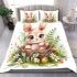 Cute cartoon baby bunny with big eyes sitting bedding set