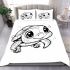 Cute cartoon baby turtle with big eyes coloring bedding set