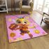 Cute cartoon bee character holding flowers and honeycomb area rugs carpet