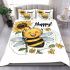 Cute cartoon bee holding a sunflower bedding set