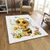 Cute cartoon bee holding flowers area rugs carpet