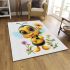 Cute cartoon bee holding flowers area rugs carpet