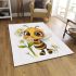 Cute cartoon bee holding flowers area rugs carpet