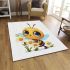 Cute cartoon bee holding flowers area rugs carpet