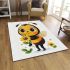 Cute cartoon bee holding flowers area rugs carpet