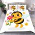 Cute cartoon bee holding flowers bedding set