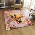 Cute cartoon bee holding flowers and a honeycomb area rugs carpet