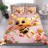 Cute cartoon bee holding flowers and a honeycomb bedding set