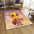 Cute cartoon bee holding flowers and a honeycomb area rugs carpet