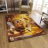 Cute cartoon bee is happily eating honey area rugs carpet