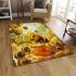 Cute cartoon bee is happily eating honey area rugs carpet