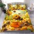 Cute cartoon bee is happily eating honey bedding set