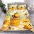 Cute cartoon bee is happily making honey bedding set