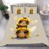 Cute cartoon bee is sitting on the head bedding set