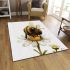 Cute cartoon bee sitting on top of a daisy flower against area rugs carpet