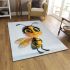 Cute cartoon bee smiling expression area rugs carpet