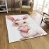 Cute cartoon bunny with a pink bow holding a heart area rugs carpet