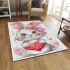 Cute cartoon bunny with a pink bow holding a heart area rugs carpet