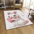 Cute cartoon bunny with a pink bow holding a heart area rugs carpet