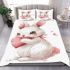 Cute cartoon bunny with a pink bow holding a heart bedding set