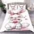 Cute cartoon bunny with a pink bow holding a heart bedding set