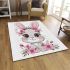 Cute cartoon bunny with big eyes and flowers area rugs carpet