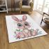 Cute cartoon bunny with big eyes and flowers area rugs carpet