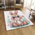 Cute cartoon bunny with big eyes and flowers area rugs carpet