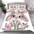 Cute cartoon bunny with big eyes and flowers bedding set