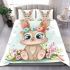 Cute cartoon bunny with big eyes sitting on the flowers bedding set