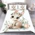 Cute cartoon bunny with big eyes sitting on the flowers bedding set
