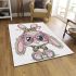 Cute cartoon bunny with pink heart shaped glasses area rugs carpet